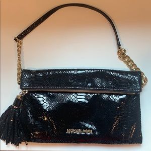 Michael Kors black snakeskin clutch